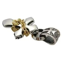 Bikerringshop Yellow Gold & Silver Cross Leather Cords Pendant Mens Necklaces -Outlet Rings Store cross leather cords 7