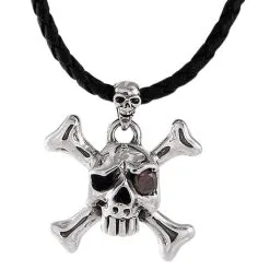 Bikerringshop Sterling Silver Crossbones Skull Pendant Necklace