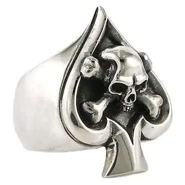 Bikerringshop Sterling Silver Spade Crossbone Skull Ring 4 Bikerringshop Sterling Silver Spade Crossbone Skull Ring - Image 2