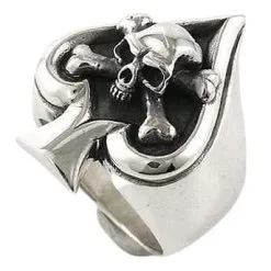 Bikerringshop Sterling Silver Spade Crossbone Skull Ring 11 Bikerringshop Sterling Silver Spade Crossbone Skull Ring -Outlet Rings Store crossbone skull ring 4