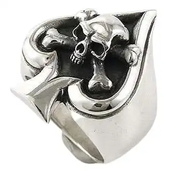Bikerringshop Sterling Silver Spade Crossbone Skull Ring 5 Bikerringshop Sterling Silver Spade Crossbone Skull Ring - Image 3