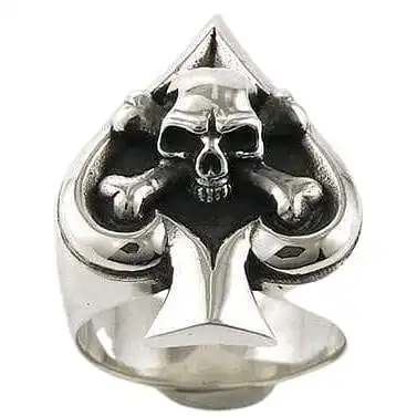 Bikerringshop Sterling Silver Spade Crossbone Skull Ring 6 Bikerringshop Sterling Silver Spade Crossbone Skull Ring - Image 4