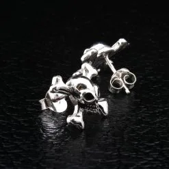 Bikerringshop Sterling Silver Crossbones Skull Studs Earrings 9 Bikerringshop Sterling Silver Crossbones Skull Studs Earrings -Outlet Rings Store crossbones skull studs 3