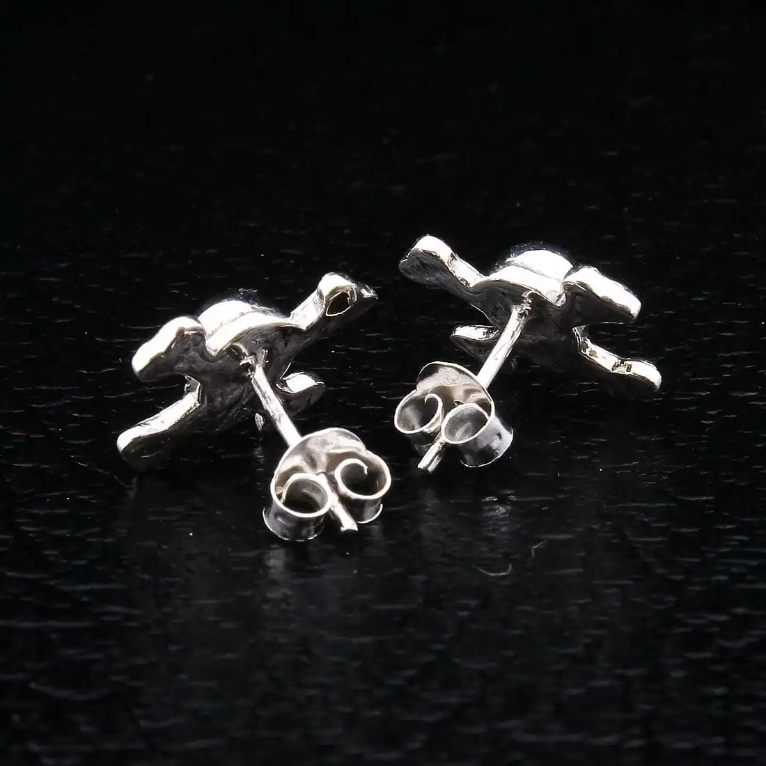 Bikerringshop Sterling Silver Crossbones Skull Studs Earrings 7 Bikerringshop Sterling Silver Crossbones Skull Studs Earrings - Image 5