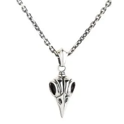 Bikerringshop Crow Skull Pendant Sterling Silver 18 Bikerringshop Crow Skull Pendant Sterling Silver -Outlet Rings Store crow skull necklace