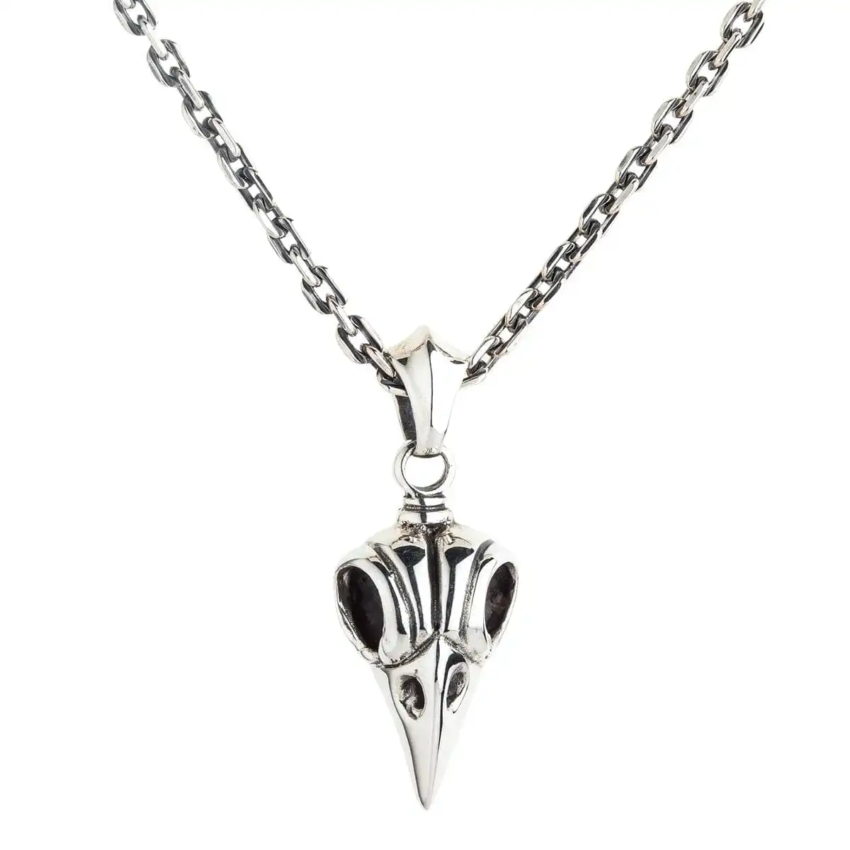 Bikerringshop Crow Skull Pendant Sterling Silver 8 Bikerringshop Crow Skull Pendant Sterling Silver - Image 6