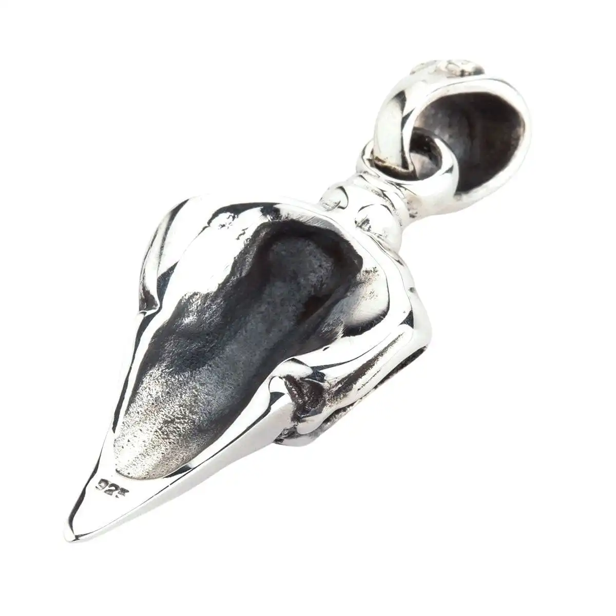 Bikerringshop Crow Skull Pendant Sterling Silver 7 Bikerringshop Crow Skull Pendant Sterling Silver - Image 5