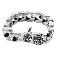 Bikerringshop Sterling Silver Crown Men's Cuban Bracelet -Outlet Rings Store crown cuban bracelet 3