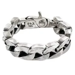 Bikerringshop Sterling Silver Crown Men's Cuban Bracelet -Outlet Rings Store crown cuban bracelet 7