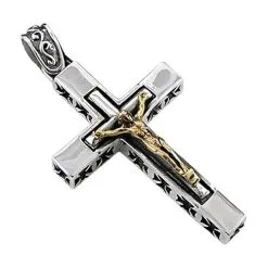 Bikerringshop Sterling Silver Jesus Cross Crucifix Mens Pendant