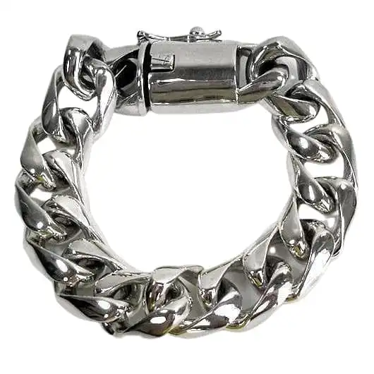 Bikerringshop Silver Cuban Link Bracelet 4 Bikerringshop Silver Cuban Link Bracelet - Image 2