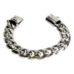 Bikerringshop Silver Cuban Link Bracelet
