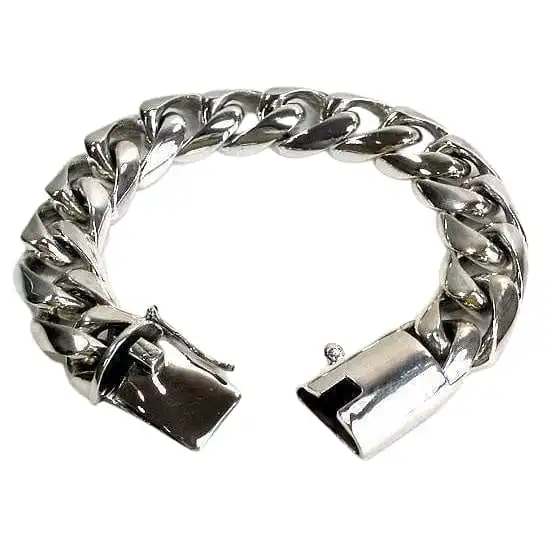 Bikerringshop Silver Cuban Link Bracelet 6 Bikerringshop Silver Cuban Link Bracelet - Image 4