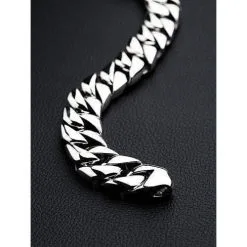 Bikerringshop Cuban Link Sterling Silver Bracelet -Outlet Rings Store cuban link sterling silver bracelet 8