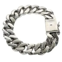 Bikerringshop Sterling Silver Cuban Medium Mens Bracelet -Outlet Rings Store cuban medium bracelet 3