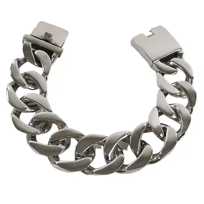 Bikerringshop Heavy Cuban Sterling Silver Men's Bracelet 4 Bikerringshop Heavy Cuban Sterling Silver Men's Bracelet - Image 2