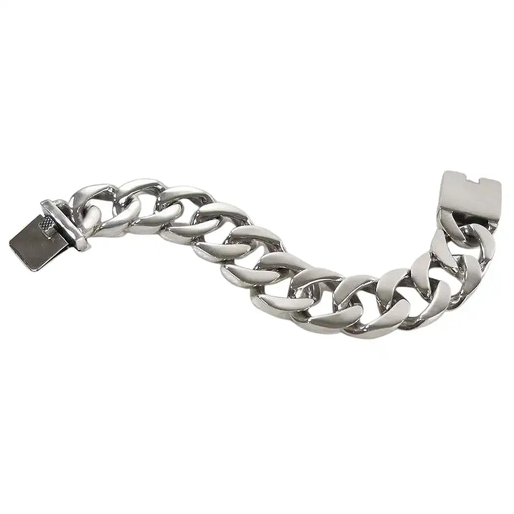 Bikerringshop Heavy Cuban Sterling Silver Men's Bracelet 5 Bikerringshop Heavy Cuban Sterling Silver Men's Bracelet - Image 3