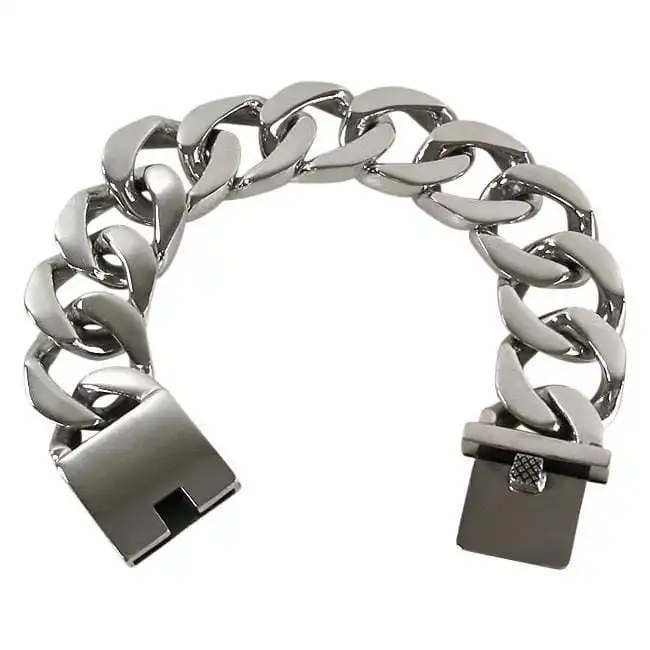 Bikerringshop Heavy Cuban Sterling Silver Men's Bracelet 3 Bikerringshop Heavy Cuban Sterling Silver Men's Bracelet