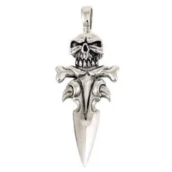 Bikerringshop Silver Dagger Skull Bone Pendant