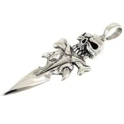 Bikerringshop Silver Dagger Skull Bone Pendant -Outlet Rings Store dagger skull bone pendant 3
