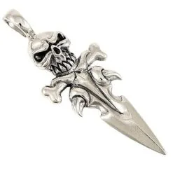 Bikerringshop Silver Dagger Skull Bone Pendant -Outlet Rings Store dagger skull bone pendant 4