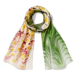 The Metropolitan Museum Of Art Daisy Garden Marbled Paper Oblong Silk Scarf