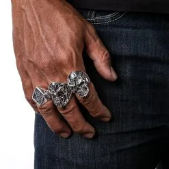 Bikerringshop 925 Sterling Silver Death Skull Rings