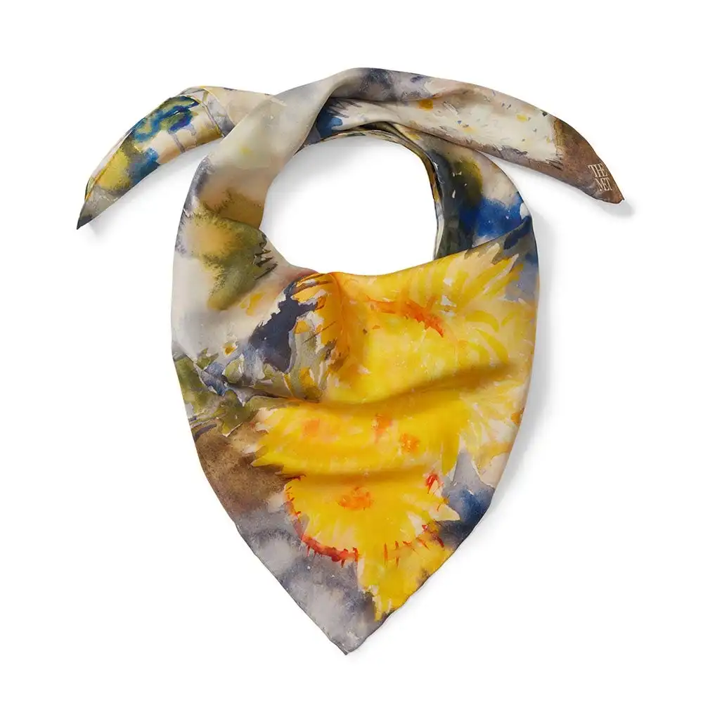 The Metropolitan Museum Of Art Demuth Yellow And Blue Watercolor Square Silk Scarf 4 The Metropolitan Museum Of Art Demuth Yellow And Blue Watercolor Square Silk Scarf - Image 2