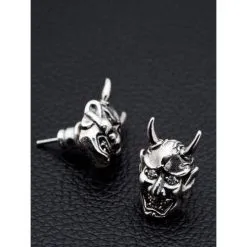 Bikerringshop Sterling Silver Skull Devil Oni Mask Earrings -Outlet Rings Store devil earrings 5