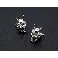 Bikerringshop Sterling Silver Skull Devil Oni Mask Earrings -Outlet Rings Store devil earrings 8