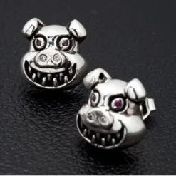 Bikerringshop Sterling Silver Evil Devil Pig Earrings 11 Bikerringshop Sterling Silver Evil Devil Pig Earrings -Outlet Rings Store devil pig earrings 4
