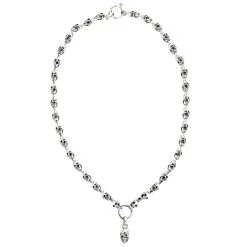 Bikerringshop Sterling Silver Diamond Biker Skull Necklace -Outlet Rings Store diamond biker skull necklace