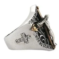 Bikerringshop Diamond Jesus Sterling Silver Men's Cross Ring -Outlet Rings Store diamond cross ring 4