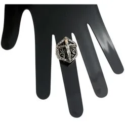 Bikerringshop Diamond Jesus Sterling Silver Men's Cross Ring -Outlet Rings Store diamond cross ring 6