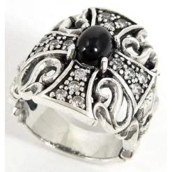 Bikerringshop Black Star Sterling Silver Skull Diamond Cross Rings -Outlet Rings Store diamond cross rings 5