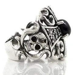 Bikerringshop Black Star Sterling Silver Skull Diamond Cross Rings -Outlet Rings Store diamond cross rings 6