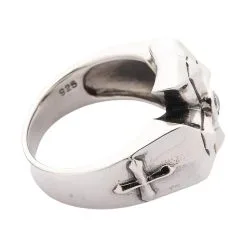 Bikerringshop Diamond Cross Sterling Silver Mens Ring -Outlet Rings Store diamond cross silver mens ring 7