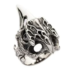 Bikerringshop Sterling Silver Diamond Eyes Dinosaur Hornbill Biker Ring -Outlet Rings Store diamond eyes dinosaur hornbill biker ring 8