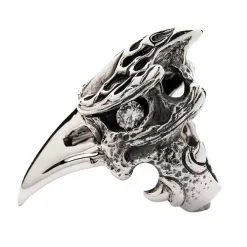 Bikerringshop Sterling Silver Diamond Eyes Dinosaur Hornbill Biker Ring -Outlet Rings Store diamond eyes dinosaur hornbill biker ring 9