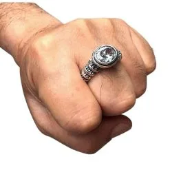 Bikerringshop Sterling Silver Diamond Topaz Gothic Ring -Outlet Rings Store diamond gothic ring 2