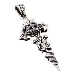 Bikerringshop Diamond Gothic Silver Cross Pendant