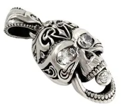 Bikerringshop Diamond Eyes Silver Rider Skull Pendant -Outlet Rings Store diamond silver skull pendant 3