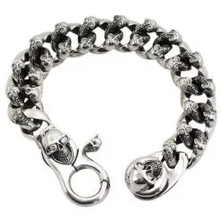 Bikerringshop Sterling Silver Diamond Skull Bracelet