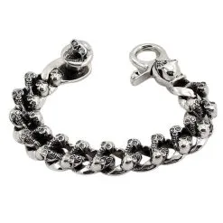 Bikerringshop Sterling Silver Diamond Skull Bracelet -Outlet Rings Store diamond skull bracelet 3