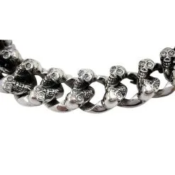 Bikerringshop Sterling Silver Diamond Skull Bracelet -Outlet Rings Store diamond skull bracelet 4