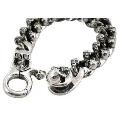 Bikerringshop Sterling Silver Diamond Skull Bracelet -Outlet Rings Store diamond skull bracelet 7