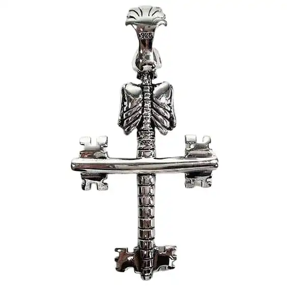 Bikerringshop Diamond Skull Key Cross Silver Pendant 4 Bikerringshop Diamond Skull Key Cross Silver Pendant - Image 2