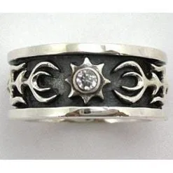 Bikerringshop Sterling Silver Diamond Tribal Band Ring -Outlet Rings Store diamond tribal rings 4