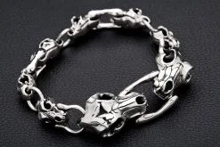 Bikerringshop Dinosaur Skull Bone Sterling Silver Bracelet