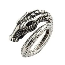 Bikerringshop Sterling Silver Dragon Mens Band Ring -Outlet Rings Store dragon band ring 6